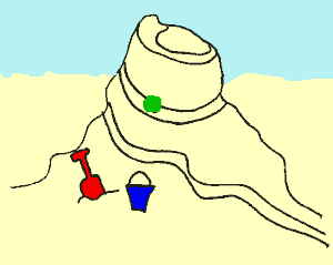 Knikkerbaan in het zand